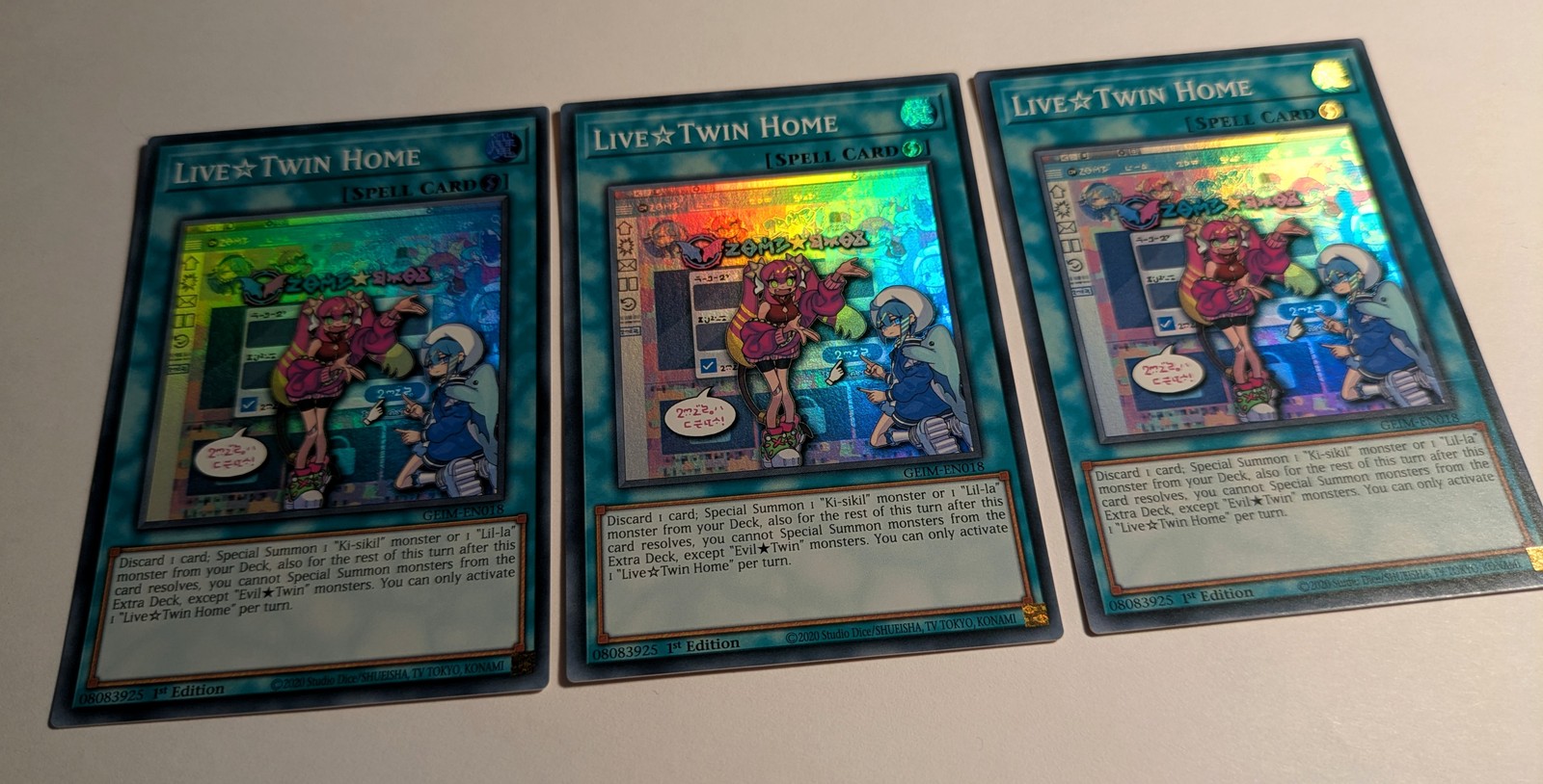 3 x Live☆Twin Home GEIM-EN018 - Super Rare - 1st Edition YuGiOh Playset