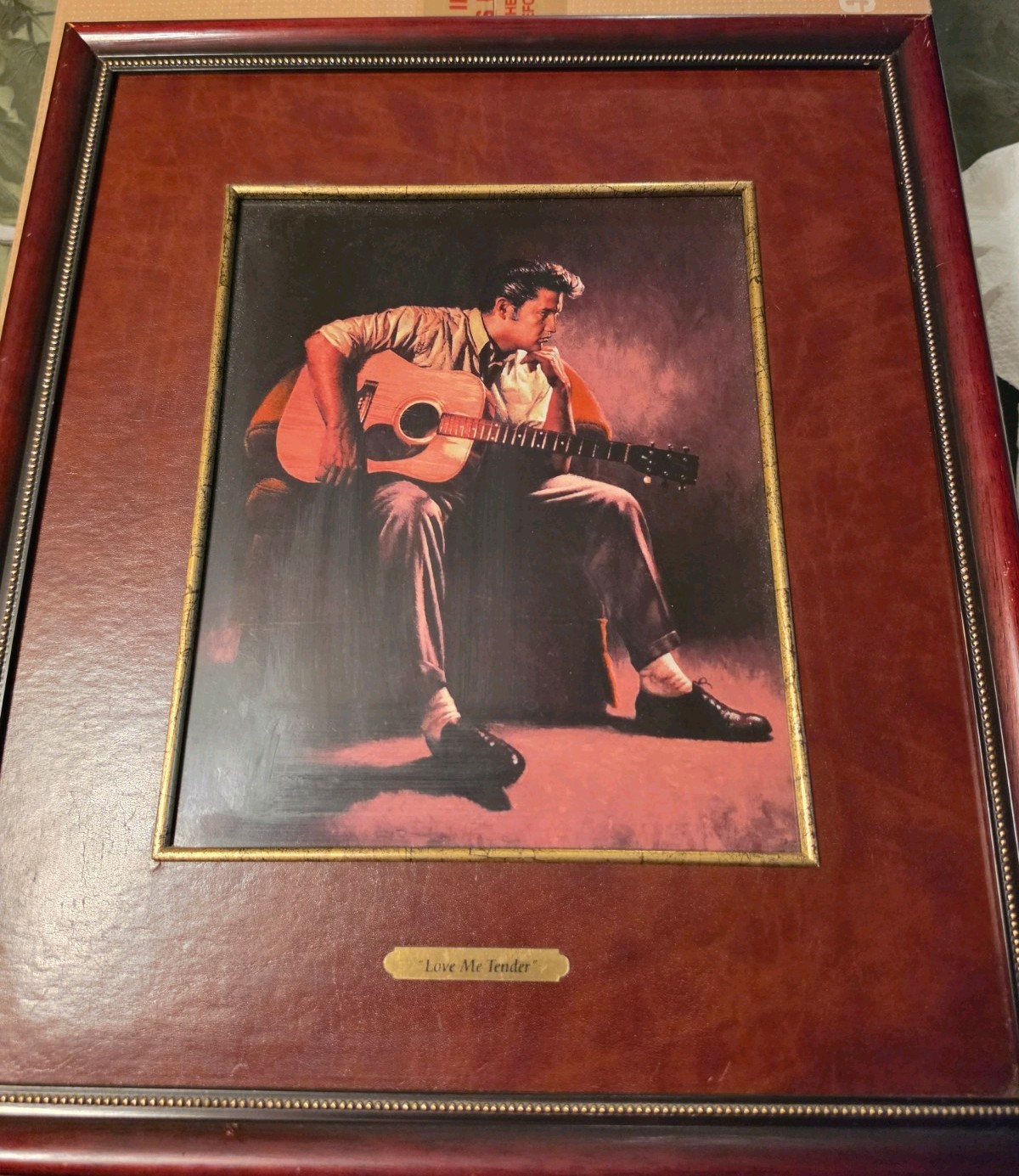 2000 Elvis Presley Love Me Tender Porcelain Plaque - Franklin Mint Framed 16x18 