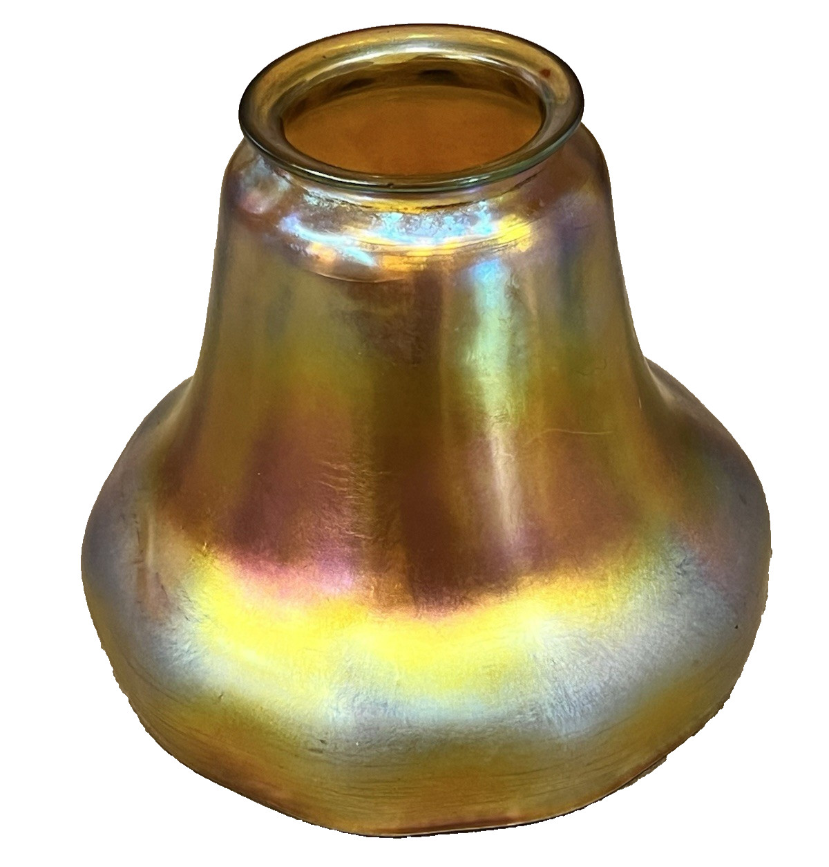 Antique Gold Aurene Iridescent Art Glass Lamp Shade #1