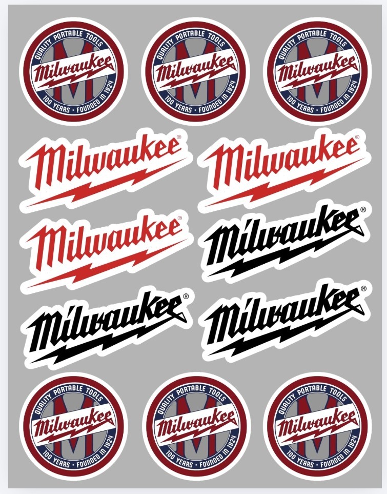 24x Milwaukee Tool Logo Stickers 2 SETS Die Cut PREMIUM QUALITY