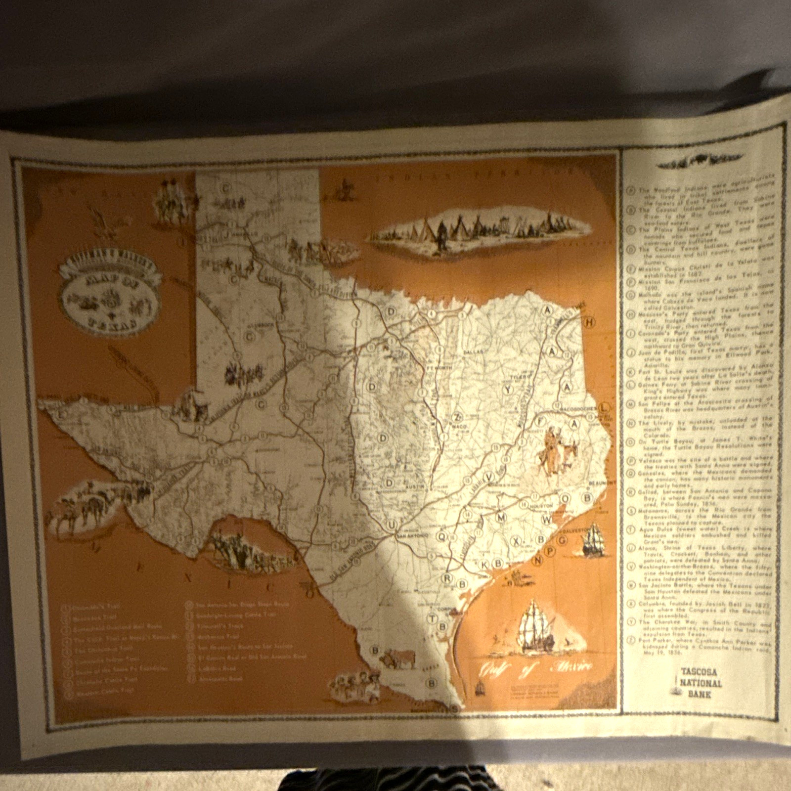 Vintage Map of Texas Fold-Out Printed Map, United States Region