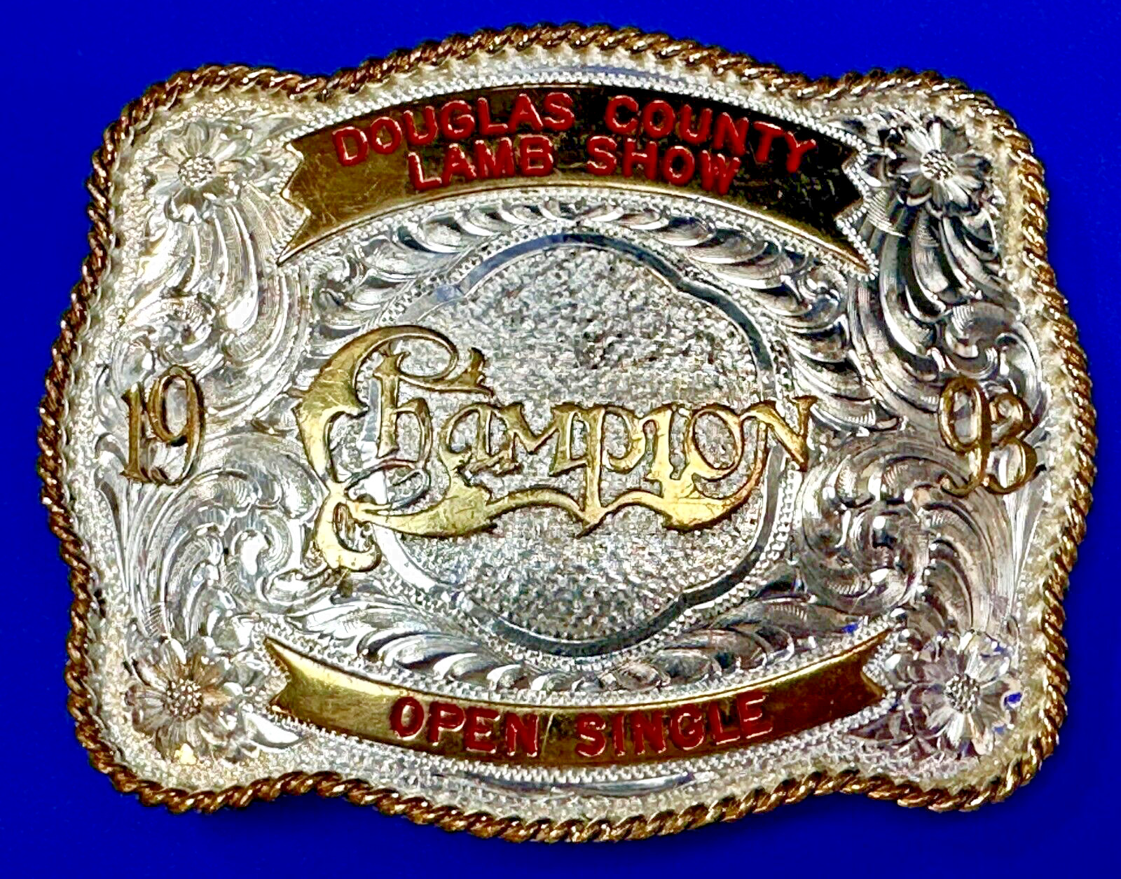 Douglas County Champion Trophy CO Lamb Show Montana Silversmiths Belt Buckle