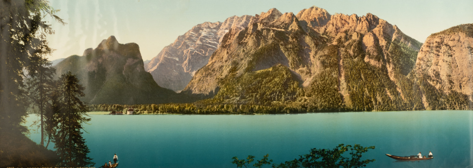 Upper Bavaria. Königssee, St. Bartolomea photochrome, vintage photochrome  