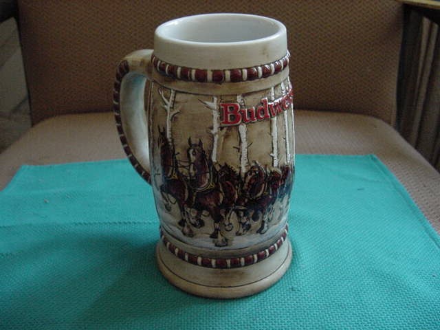 Rarest Budweiser Holiday Stein CS50 1981 Christmas Snowy Woodland Ceramarte MINT