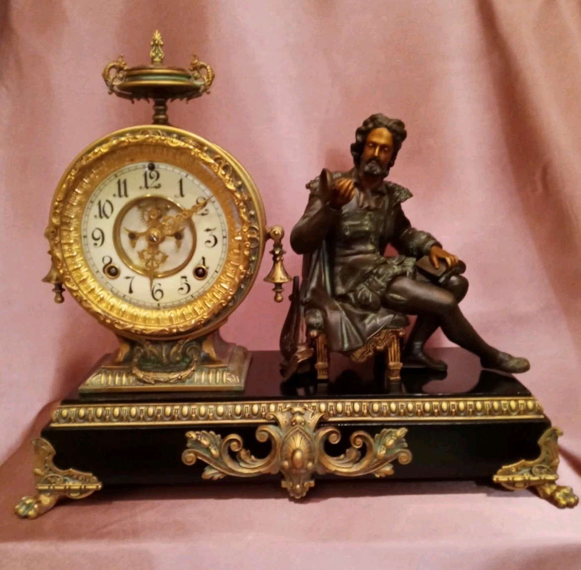 Antique C 1890s-1920s Ansonia ARION Figural Statue Mantle Clock Antique C 1890s-1920s Ansonia ARION Figural Statue Mantle Clock