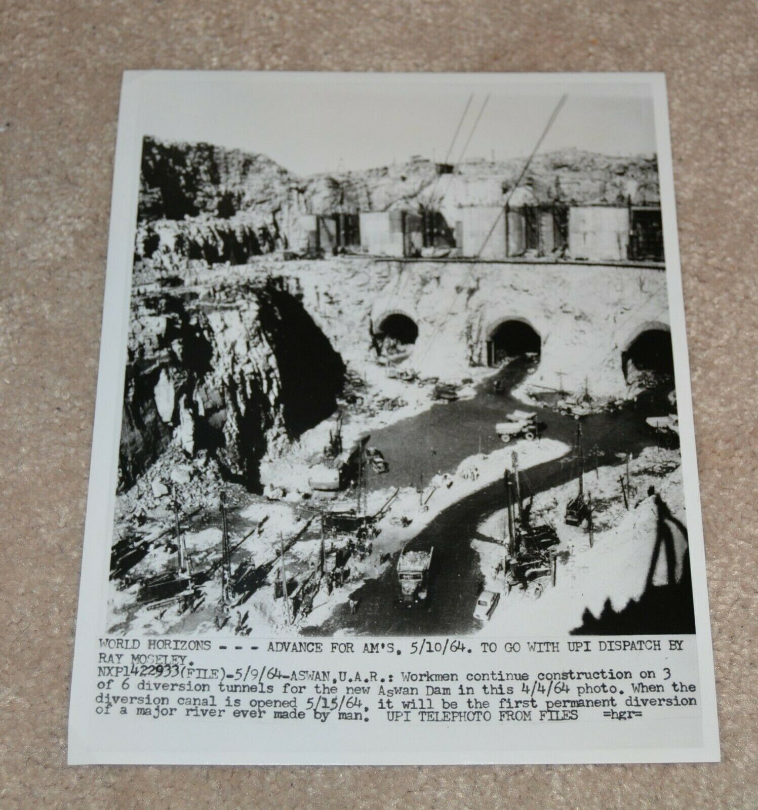 Al-Sadd al-ʿĀlī Manteqet  ORIGINAL ASWAN DAM PHOTO EGYPT NILE RIVER VINTAGE
