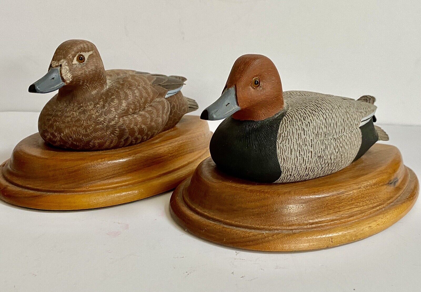 Hand carved Redhead Ducks Pair,Mounted, Signed, Blue Ribbon Winner , 1984