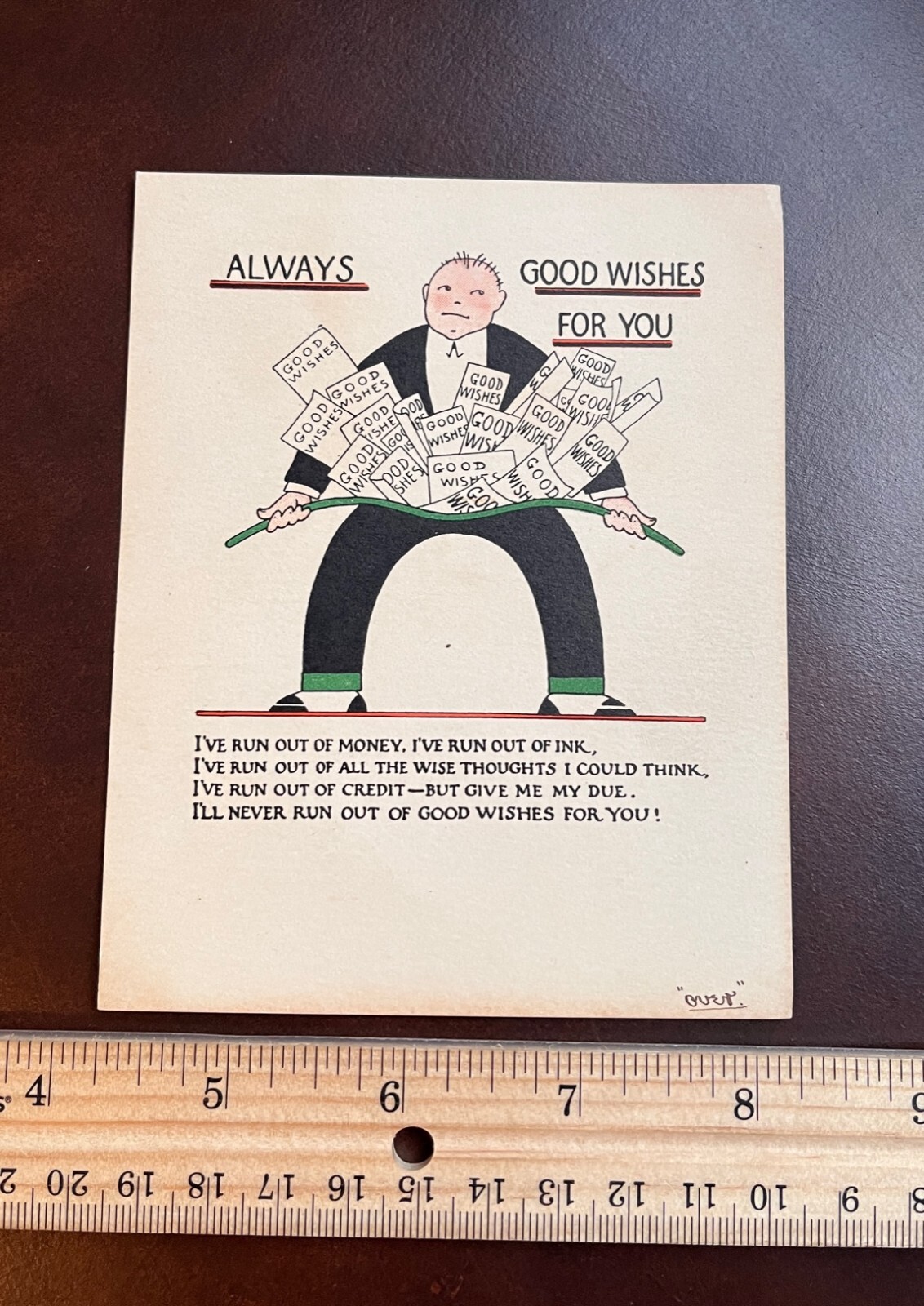 Illustrated PC - Comic - Man With His Pants Full - Poetry - 1923 - Unusual Shape
