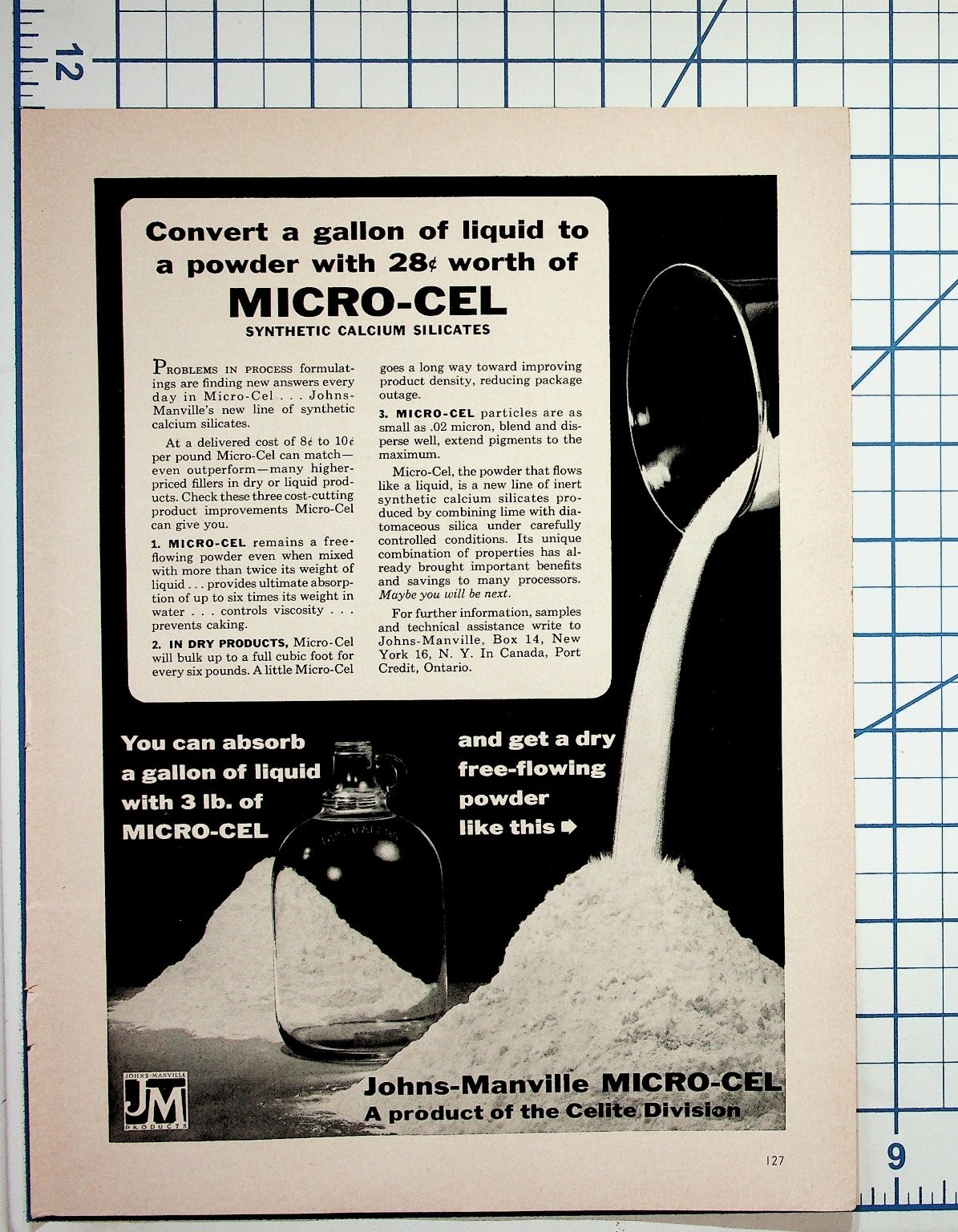 Vintage Johns-Manville MICRO-CEL Synthetic Calcium Silicates Ad Ephemera