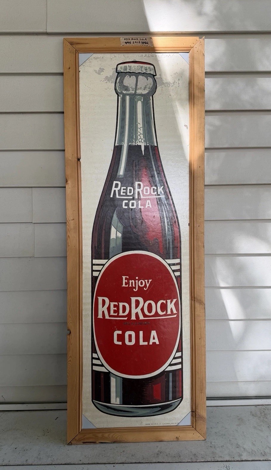 Vintage 1940’s Red Rock Cola Soda Masonite Advertising Sign Pop Bottle Gas 40” Vintage 1940’s Red Rock Cola Soda Masonite Advertising Sign Pop Bottle Gas 40”