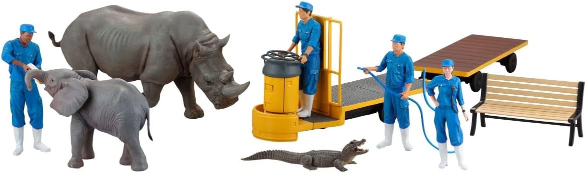 KAIYODO ART PLA 1/35 ZOO KEEPERS & WHITE RHINO SET Model Kit AP006