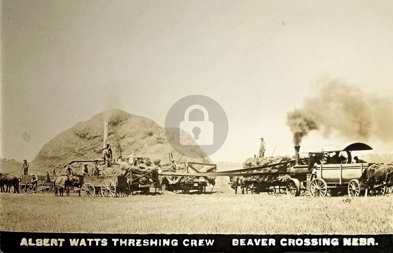 Albert Watts Threshing Crew Beaver Crossing Nebraska RPPC Photo Postcard COPY