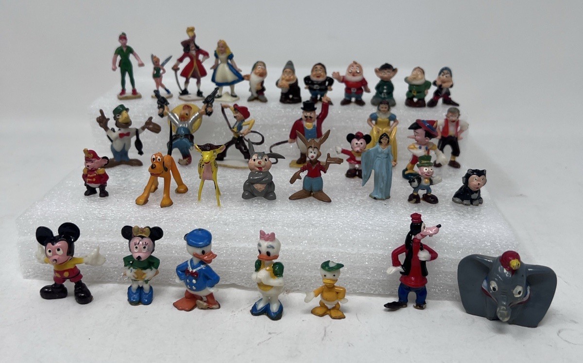 Vintage Marx Disneykins Complete Set 34 Hand Painted Figures 11 Boxes Playworn