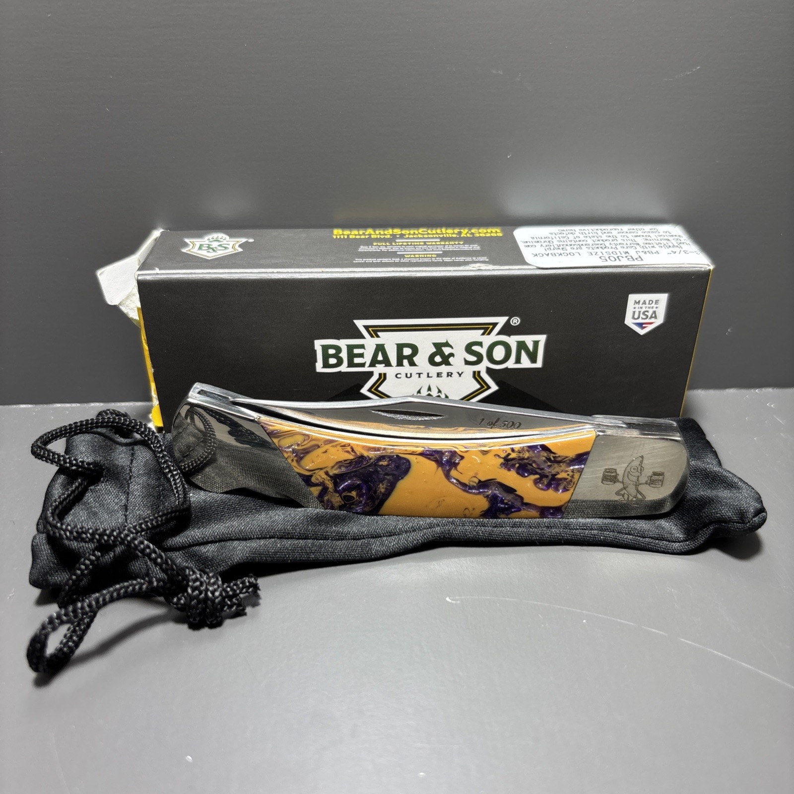 Bear & Son USA 1 of 500 Exclusive Peanut Butter & Jelly PBJ54 Trapper Knife