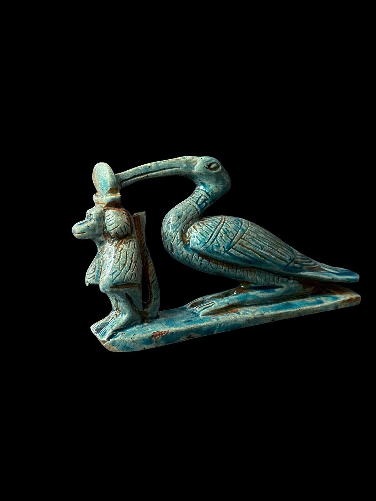 Egyptian Tarot God Thoth in both Forms Ibis and Baboon in one Rare Statue