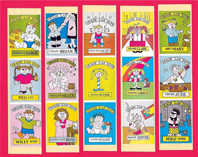 Vintage 15 Trash Can Tots Vending Stickers -garbage pail kids B Old Store Stock