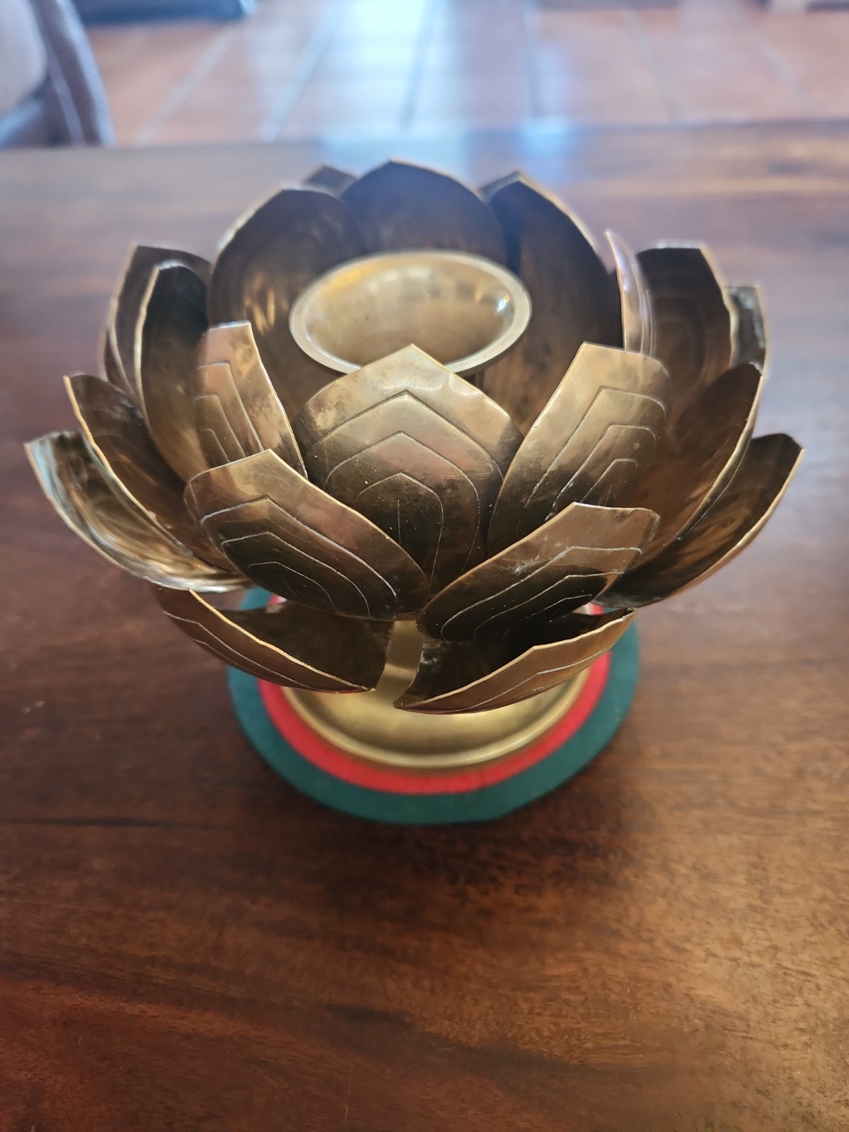 Solid Brass Large Lotus Candle Holder