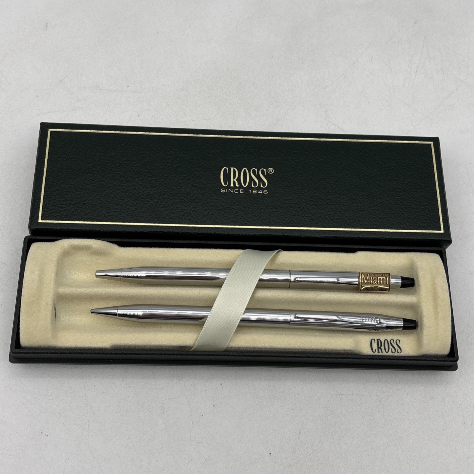 Cross Pen & Pencil Set University Of Miami 15 Year Award With Gift Box USA