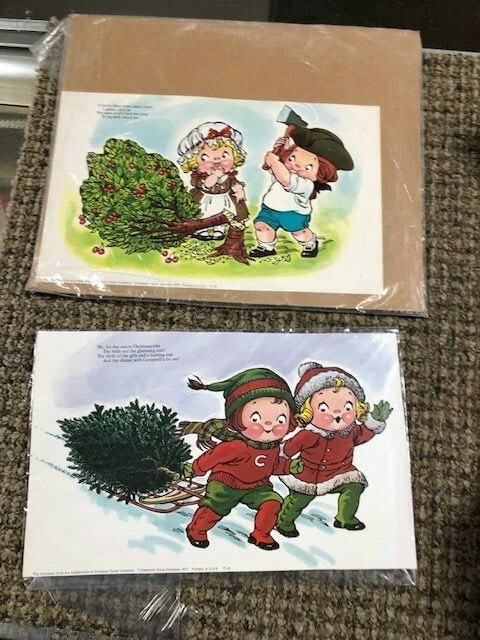 1977  Set of 2 CAMPBELL\'S SOUP Kids Christmas Advertisements Prints
