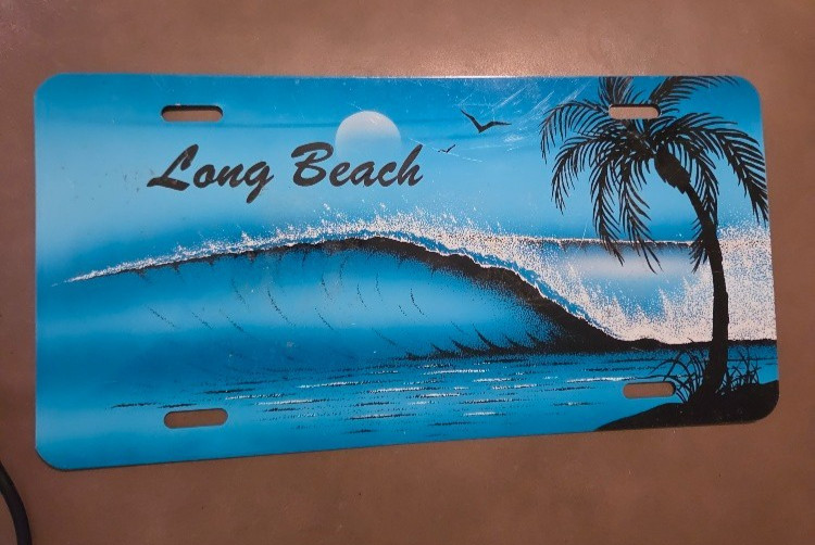Vintage Surfing Wave License Plate  \