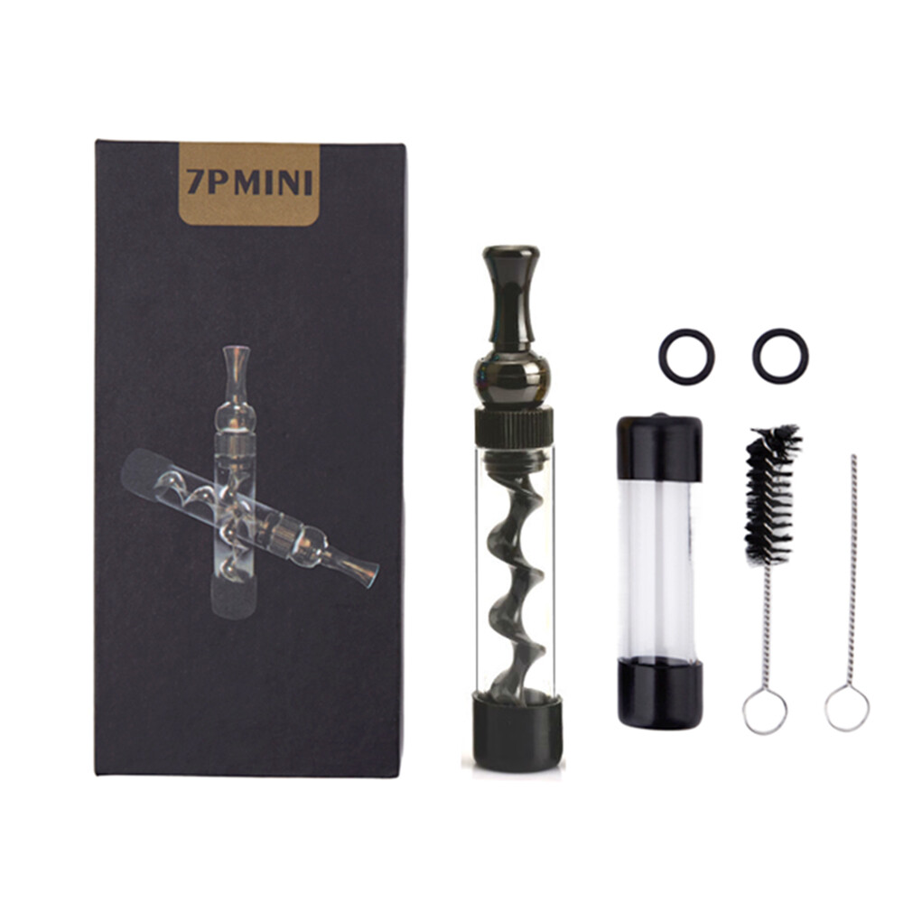 7P Mini Kit Herb Pipe T5 Twisty Blunt 360 Rotating Smoking Pipe【Black】