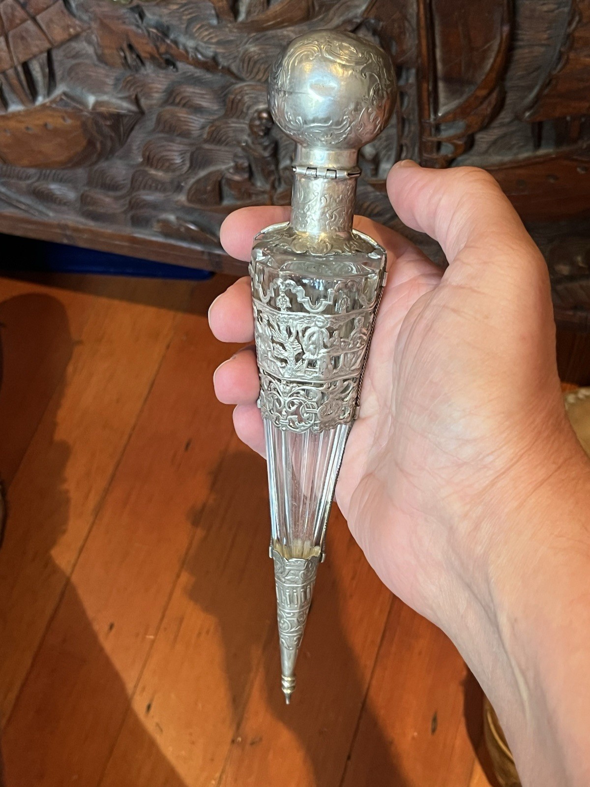Antique 19th Century Cut Crystal Lay Down Scent Bottle