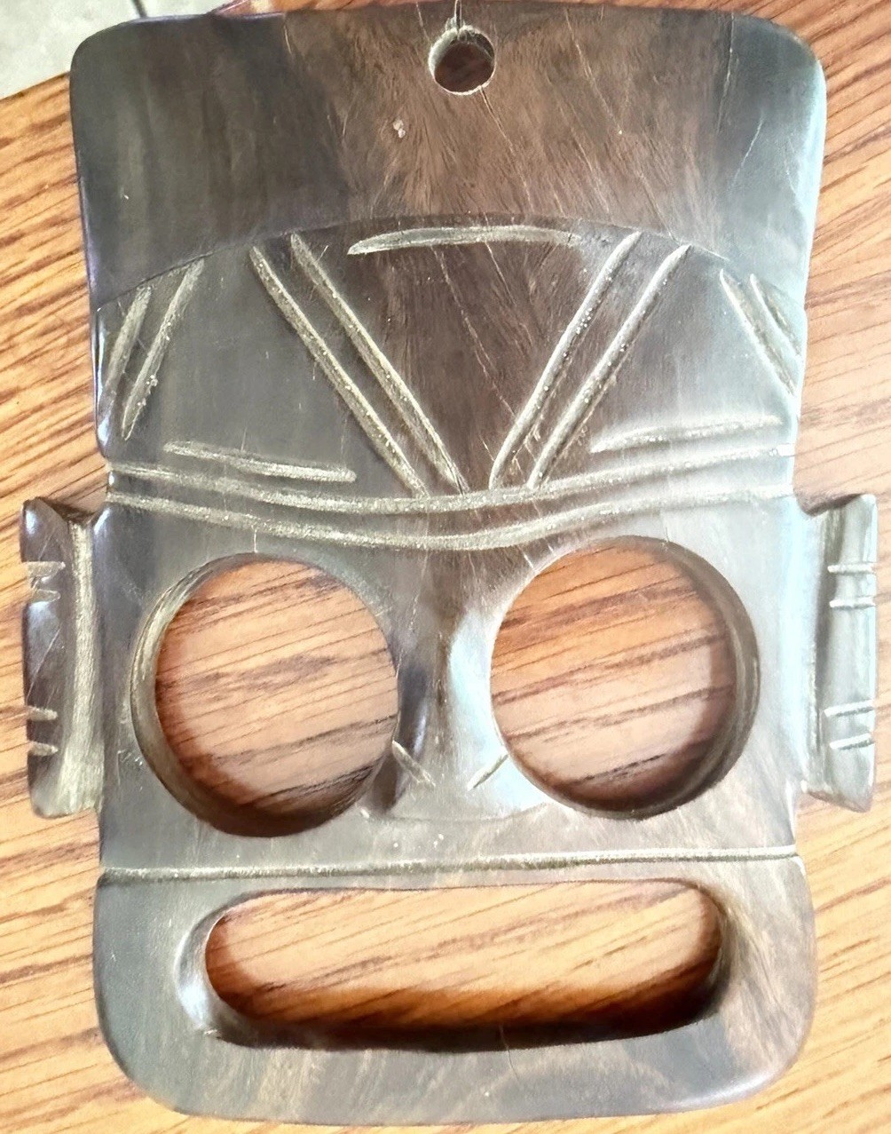 Vintage Dominican Republic Punta Cana Carved Horn Face Mask Wall Decor -Read