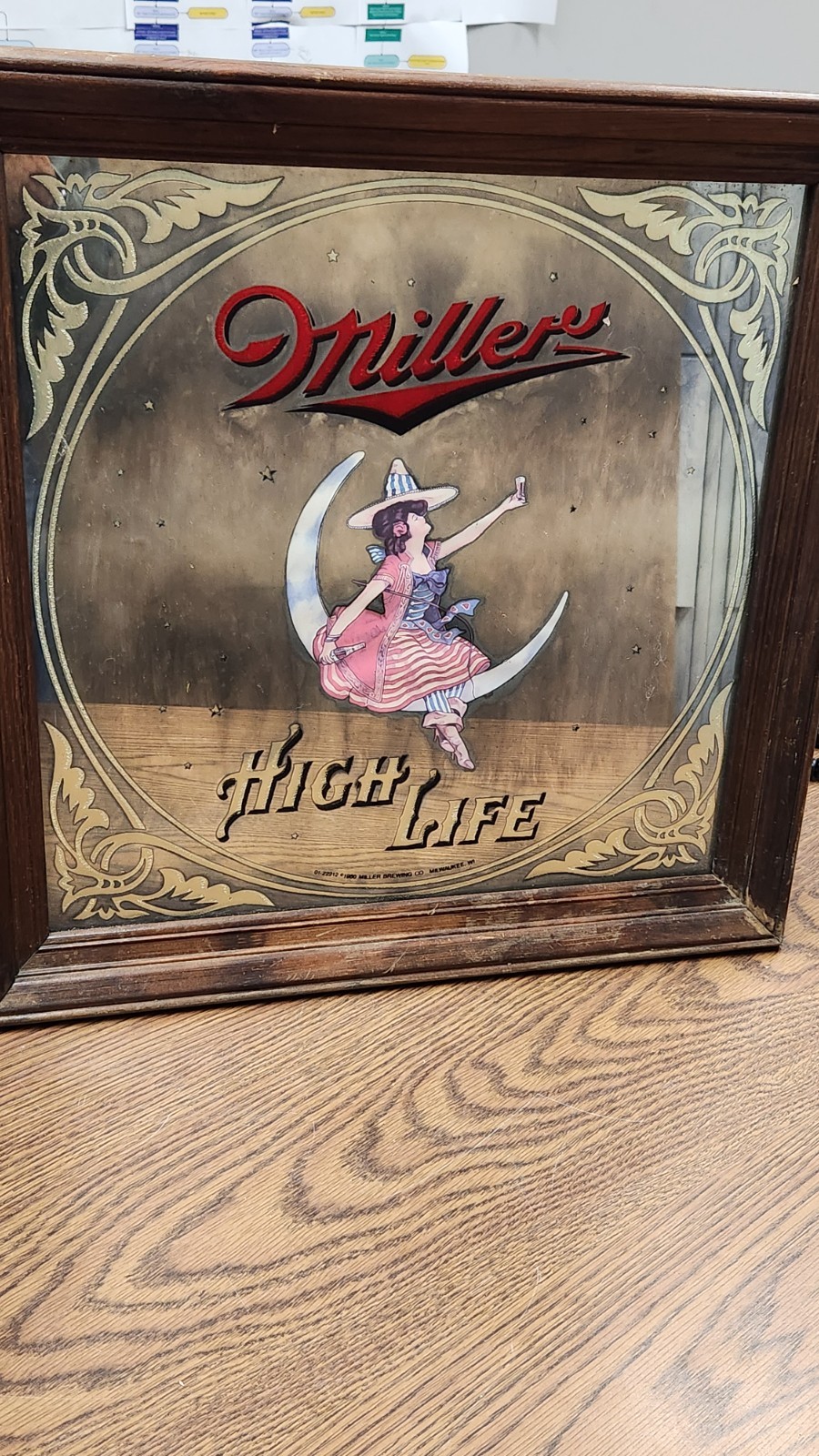 Miller Highlife 19” X 19” 1980 Vintage Bar Mirror Miller Brewing Company