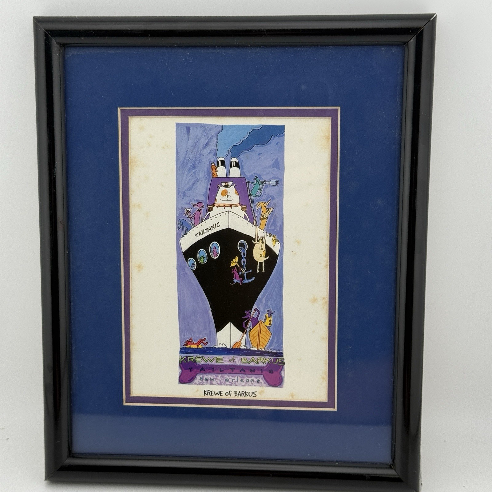 1998 Krewe of Barkus Tailtanic Matt Rinard New Orleans Mardi Gras Framed Print