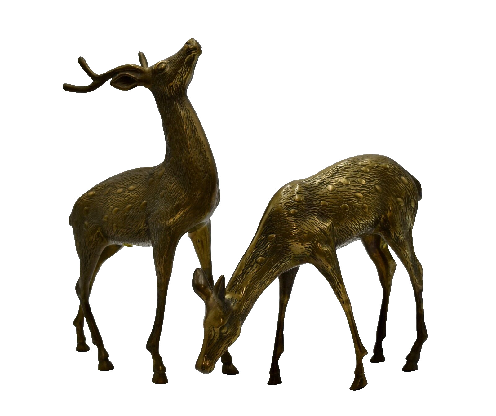 Pair of Mid Century BRASS Spotted Deer 14\