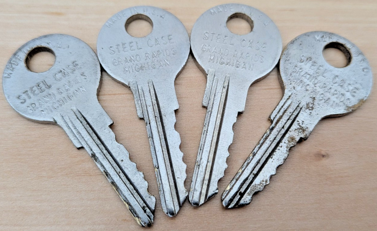 Vintage Steelcase Lot of 4 Matching Keys Vintage Steelcase Lot of 4 Matching Keys