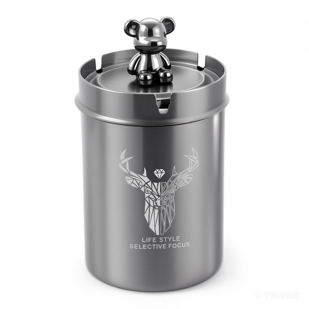 Stainless Steel Car Ashtray with Lid - Smell Proof, Detachable, Fits Cup Holders