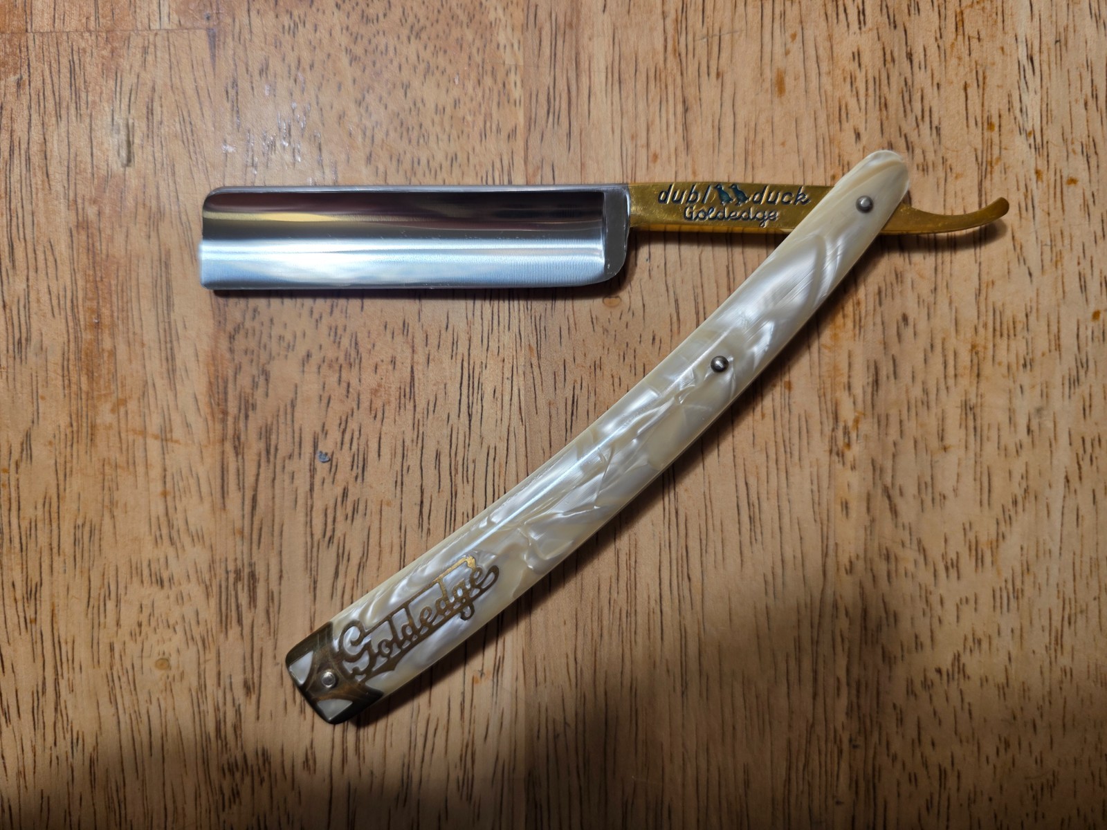 Dubl Duck Goldedge Straight Razor Pearlduck Vintage Germany