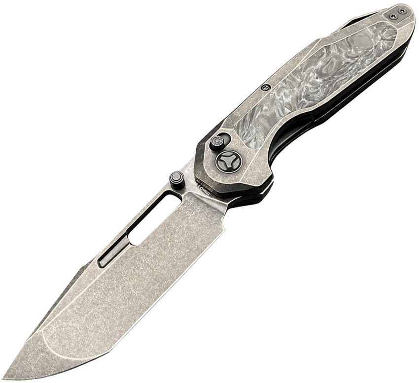 Ketuo Triad TC WHT/SW Titanium & White Carbon Fiber Folding M390 Knife M0137