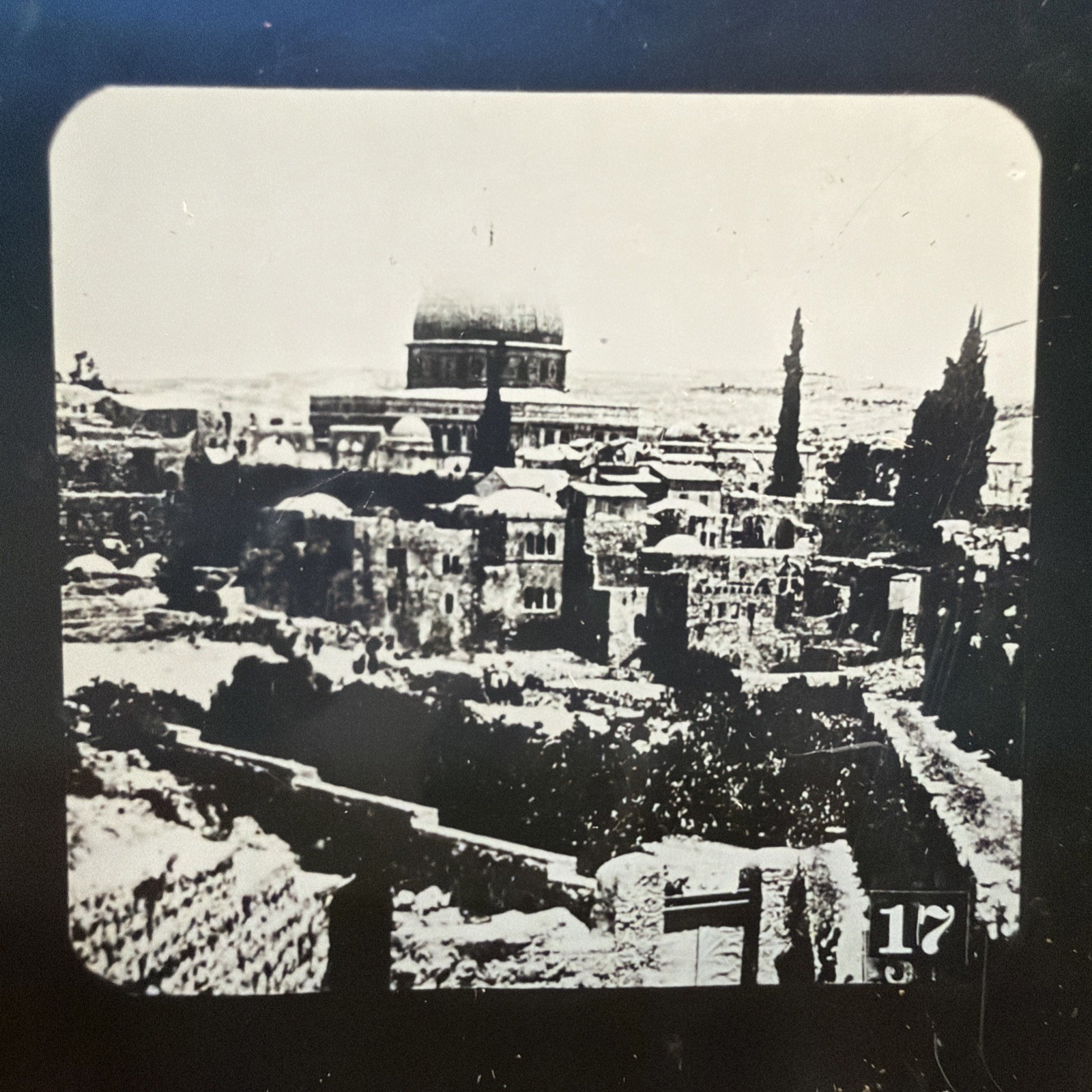Antique Magic Lantern Glass Slide HolyLand city of Jerusalem dome of the rock