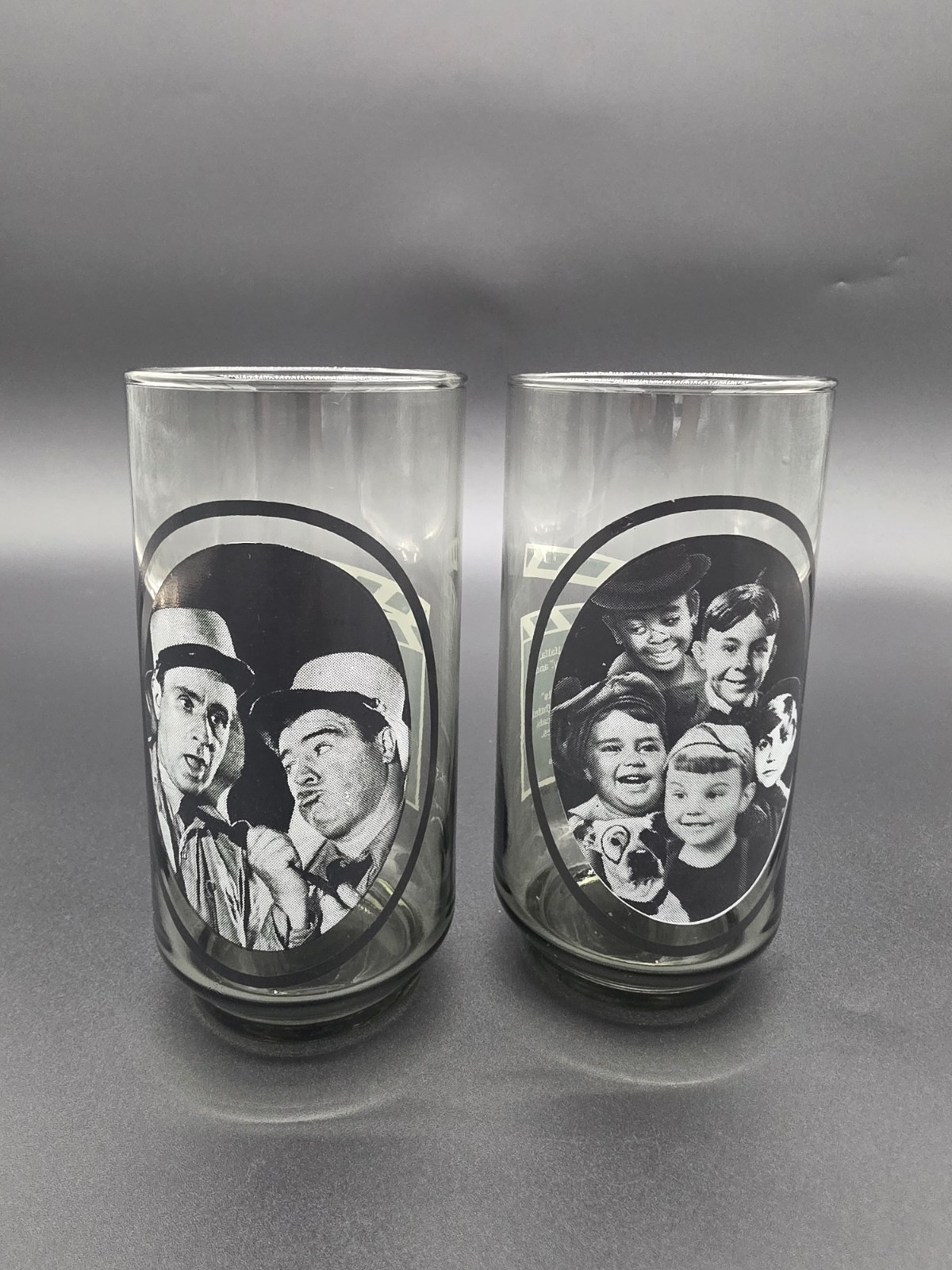 Vintage Set of 2 Arby’s Collector Series Glass Abbott Costello Little Rascals