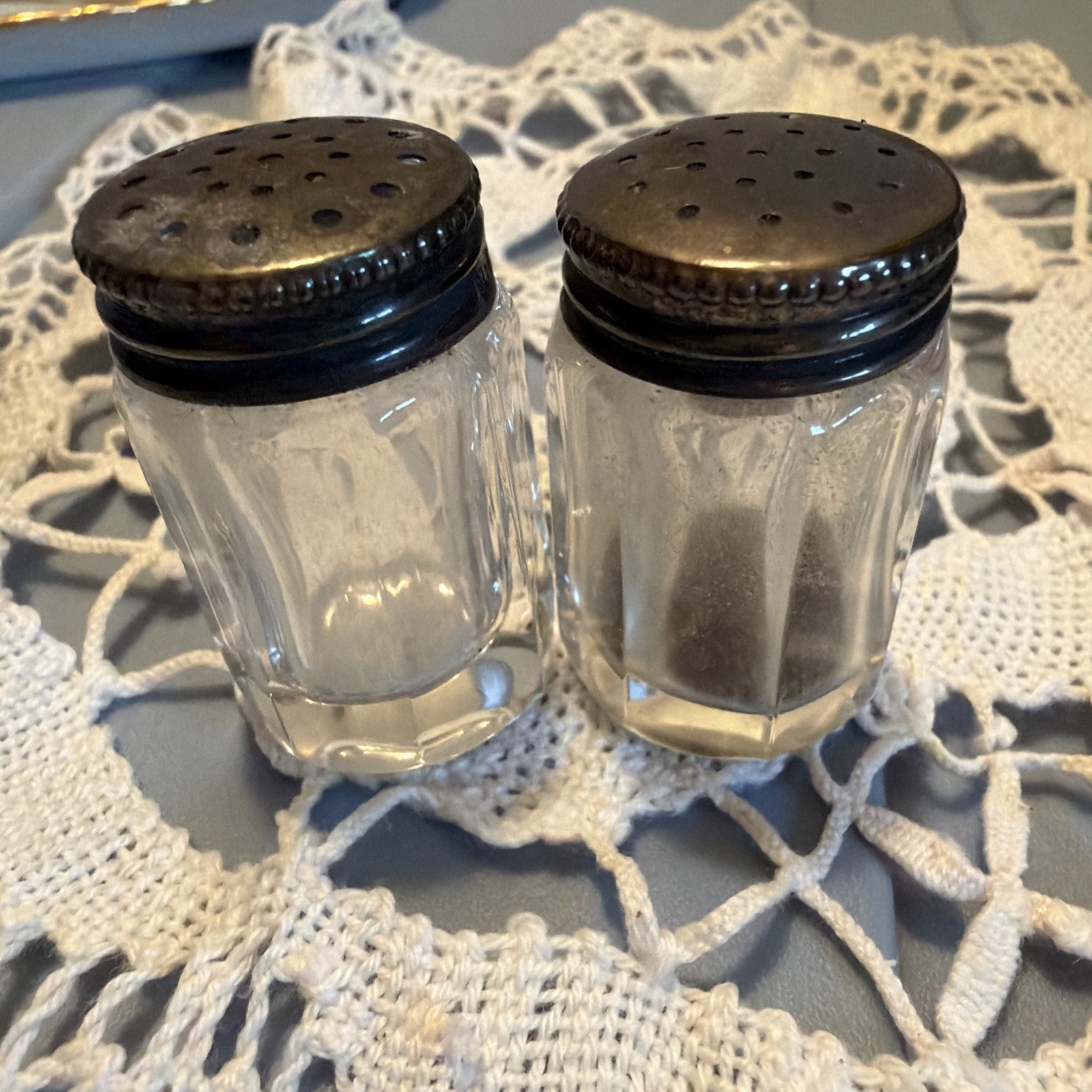 Vintage Clear Panelled Salt and Pepper Shakers