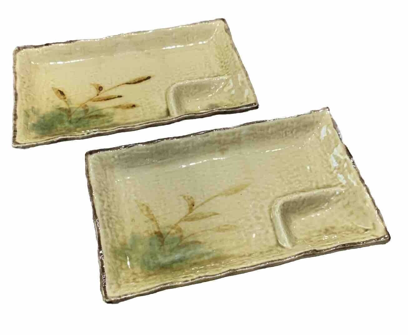 Vtg Japanese Glazed Stoneware Sushi Platters 8\