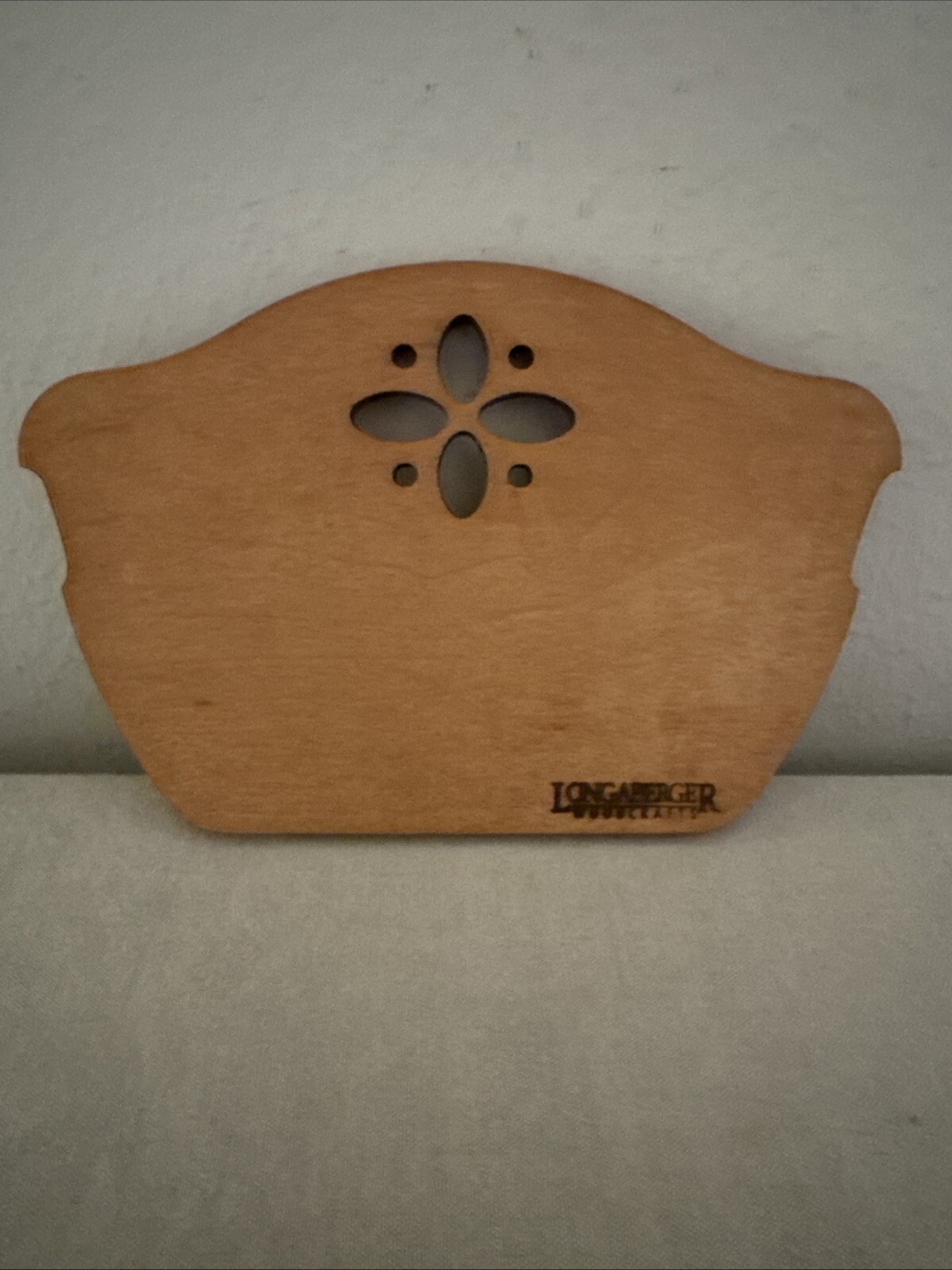 Longaberger Woodcrafts Wood Wooden Trivet Cut Out Pie Basket Shape Floral Design