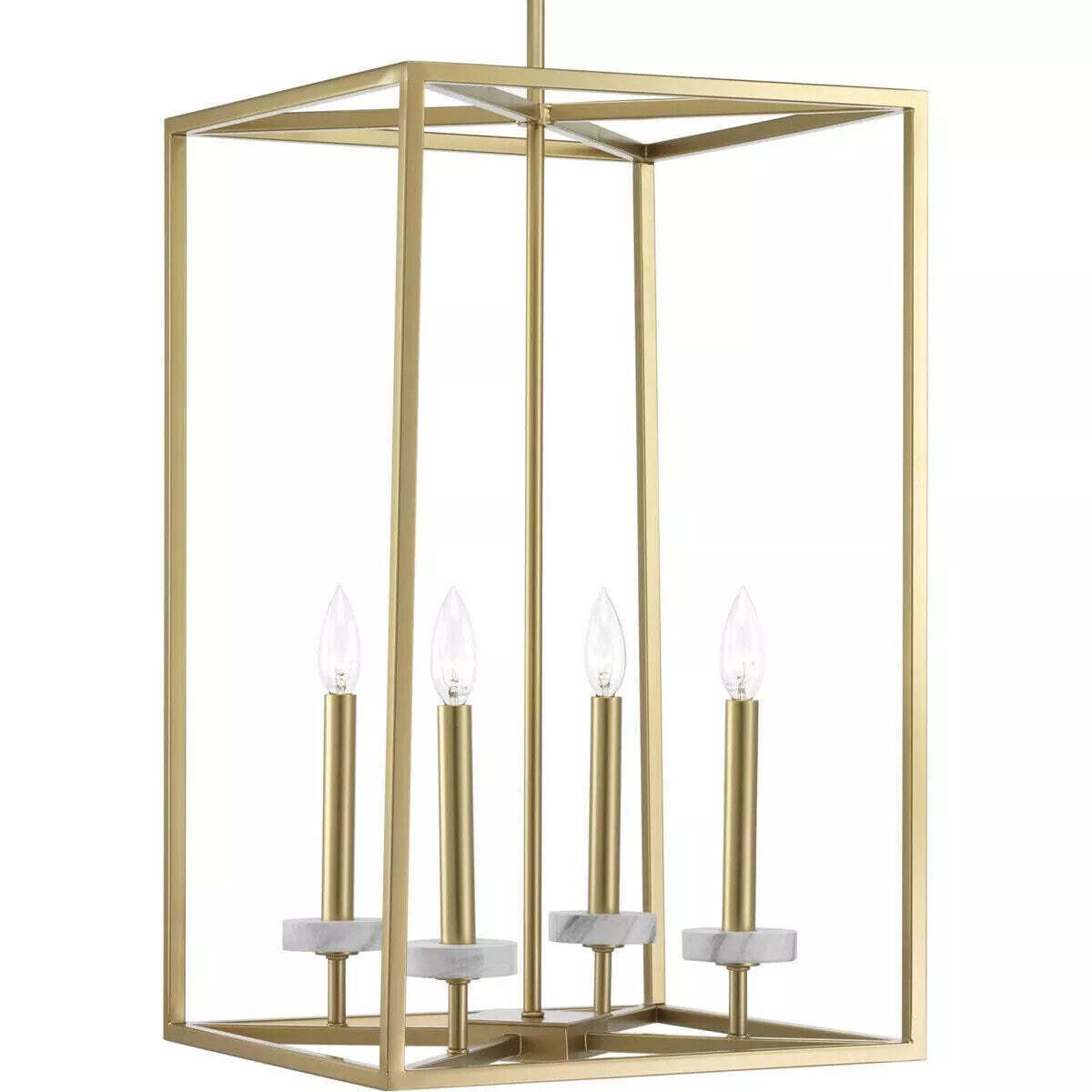 Progress Lighting Palacio Foyer Pendant-Vintage Gold with Faux White Marble Acce