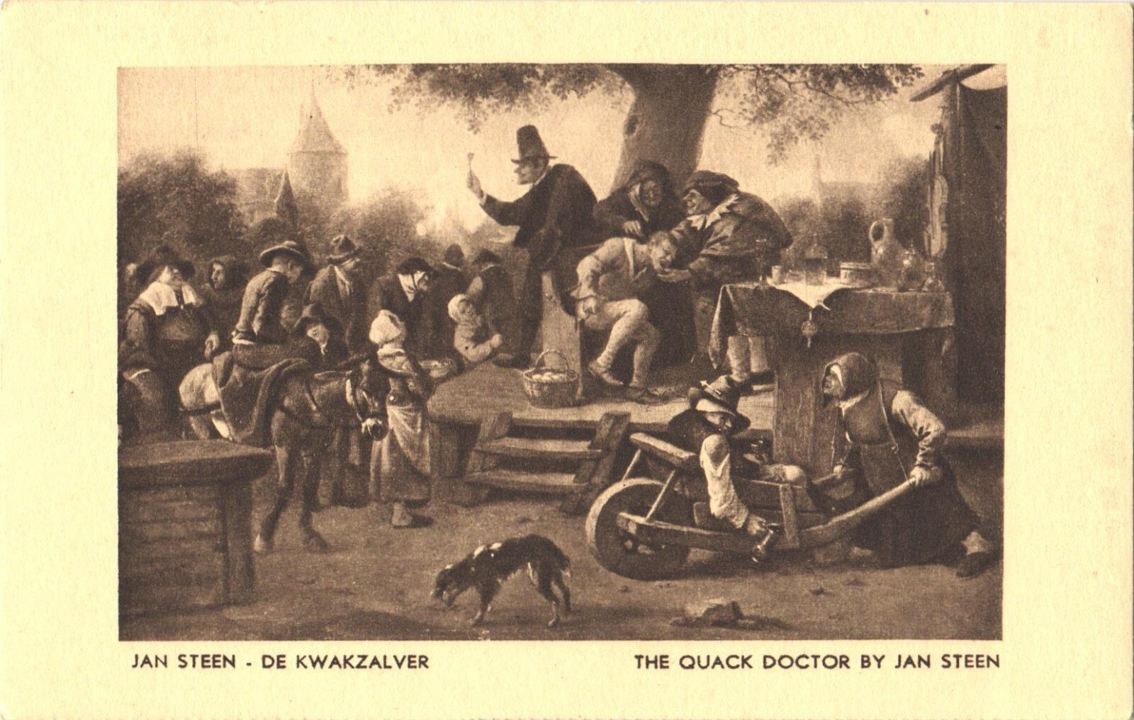 Art Jan Steen The Quack Doctor Netherlands Steamship Co. Advertising Postcard