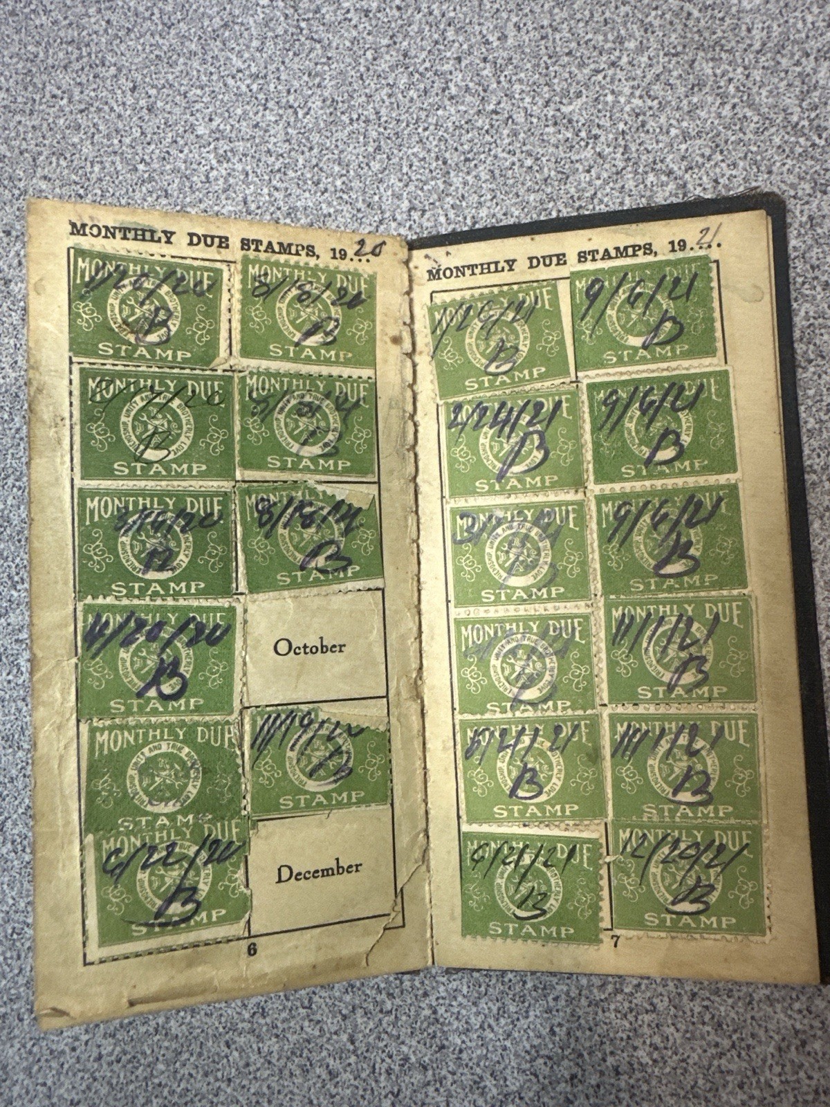 Vintage Brotherhood of Railway Carmen Official Book 1918-22 w/ Stamps Minn.