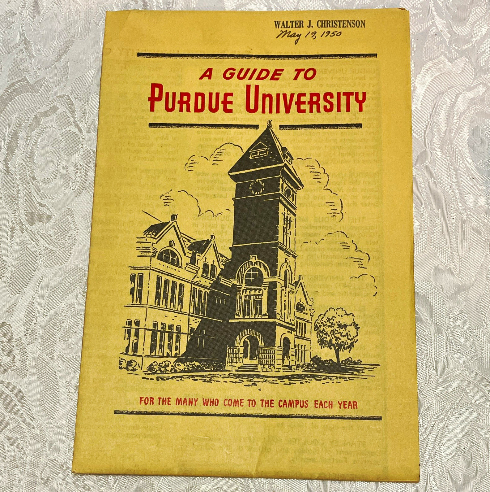 Purdue University Campus Map Guide Booklet 1950 Signed Colleges & Universities