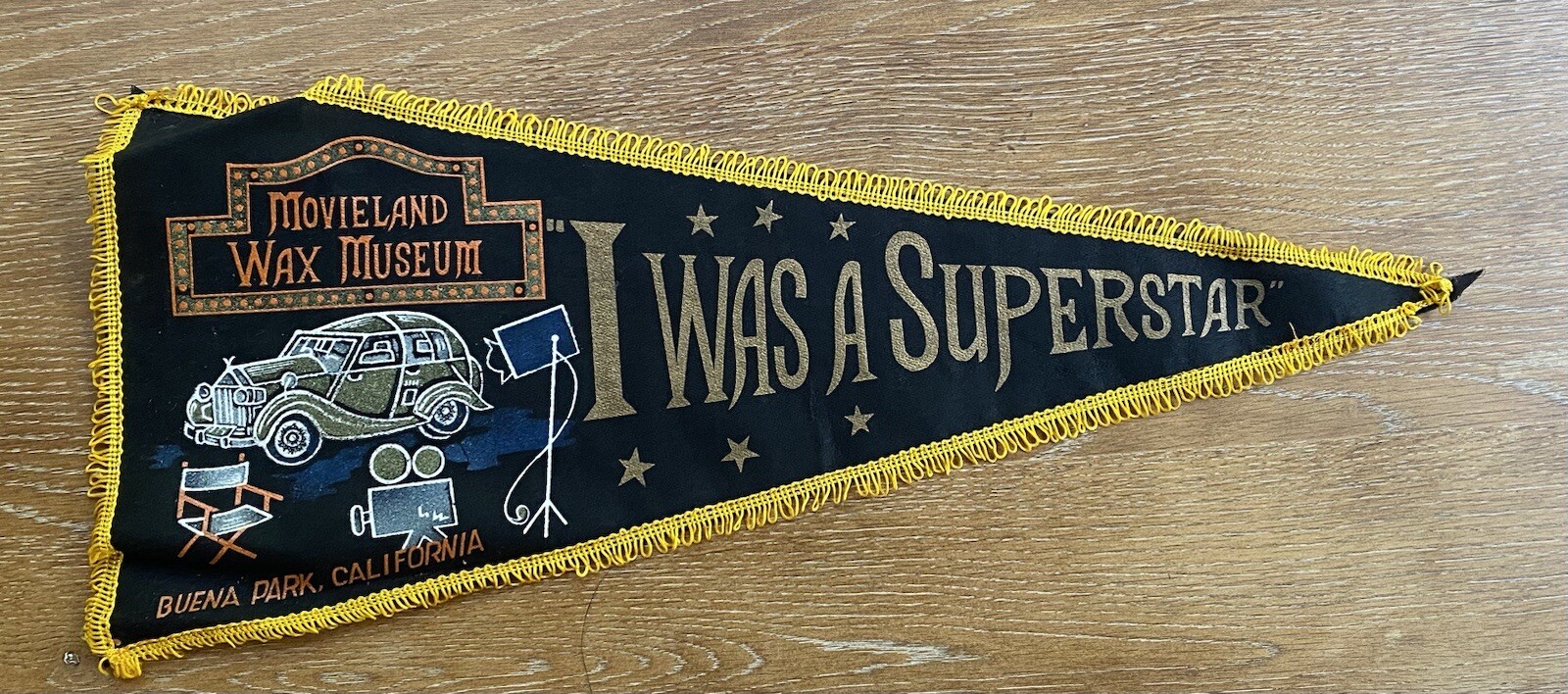 Vintage Movieland Wax Museum I Was A Superstar Buena Park CA 24Inch Felt Pennant