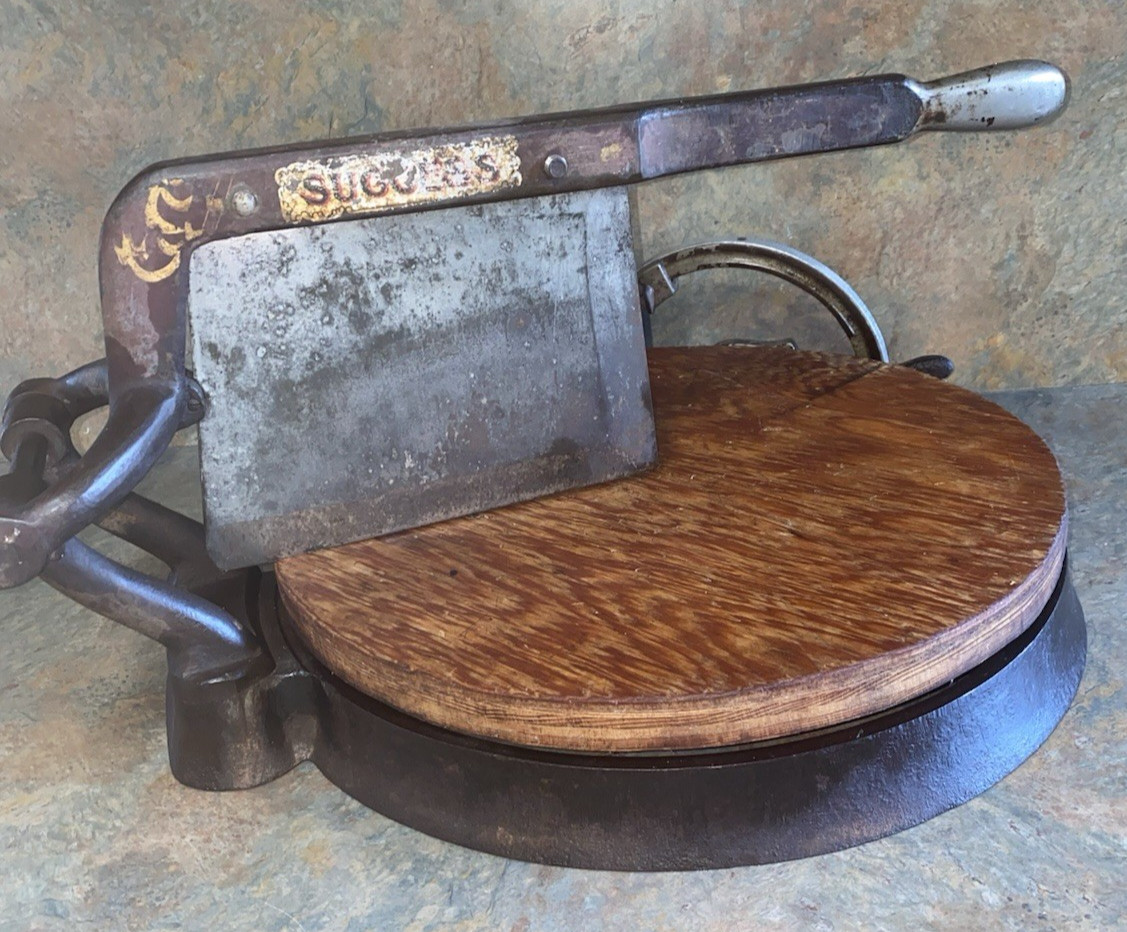 Vtg Antique Cheese Slicer Turntable 16” Diameter  Blade 8.5” Long