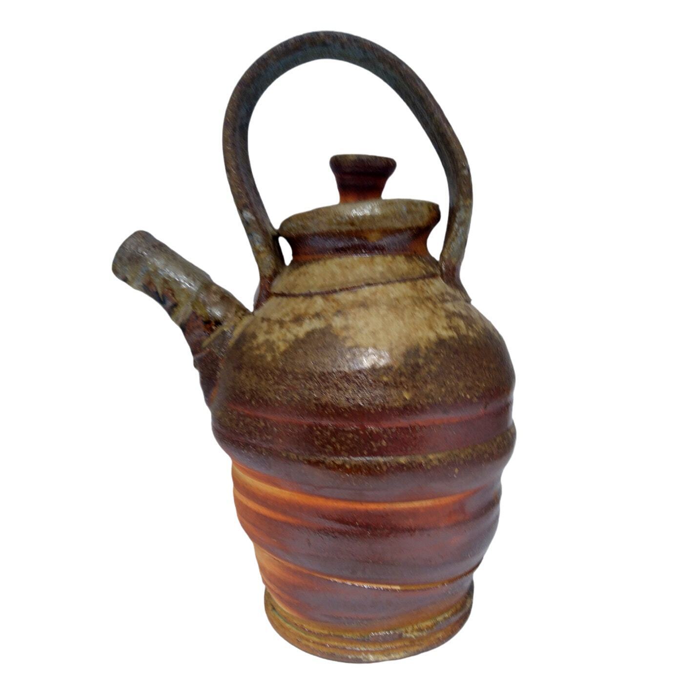 Wood Fired Studio Art Pottery Artist Marked Teapot 