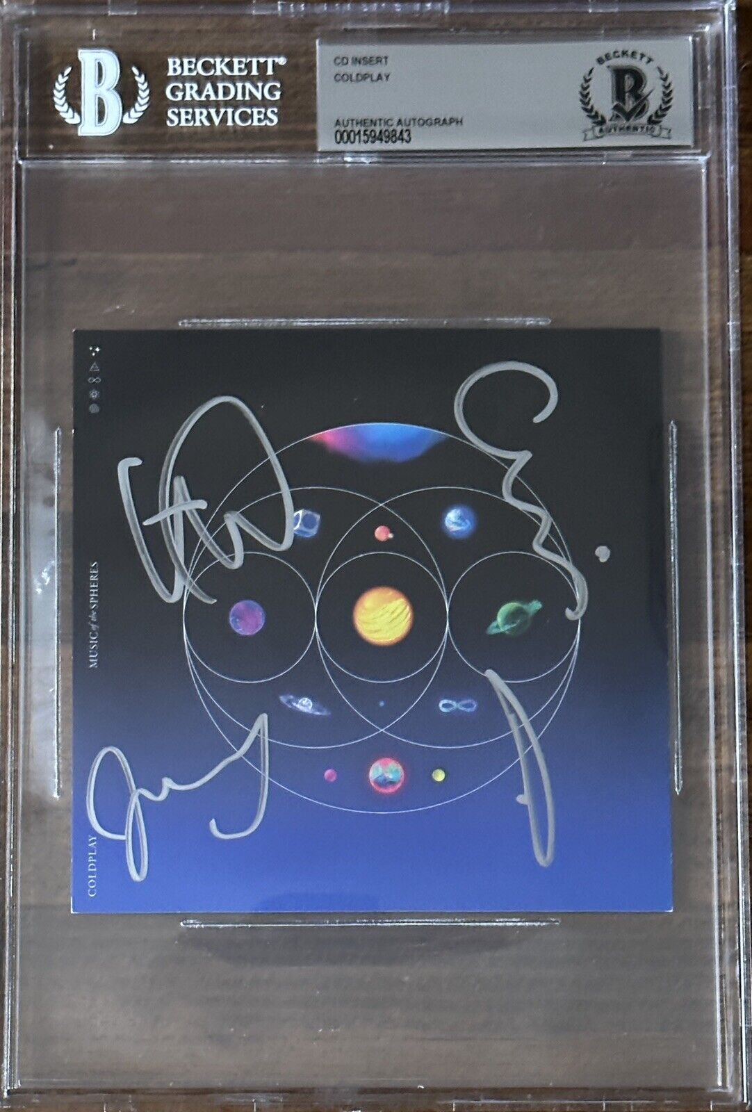 COLDPLAY FULL BAND SIGNED MUSIC OF THE SPHERES CD ART CARD BAS Beckett COA Auto