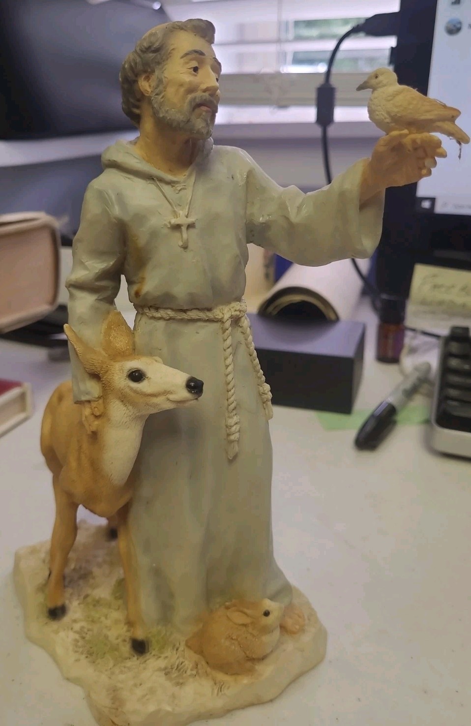 VTG St Francis of Assisi Resin Figurine Figure Deer Bird Bunny Castagna Italy VTG St Francis of Assisi Resin Figurine Figure Deer Bird Bunny Castagna Italy