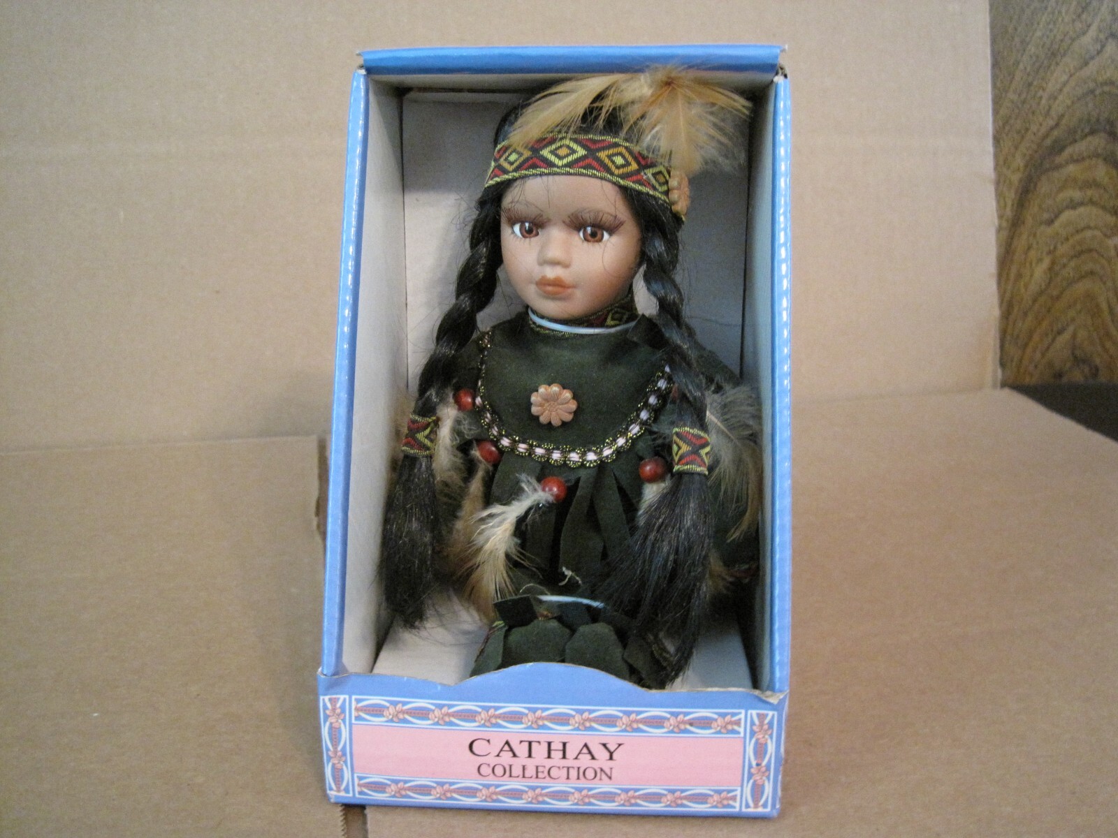 CATHAY COLLECTION PORCELAIN NATIVE AMERICAN DOLL--NEW