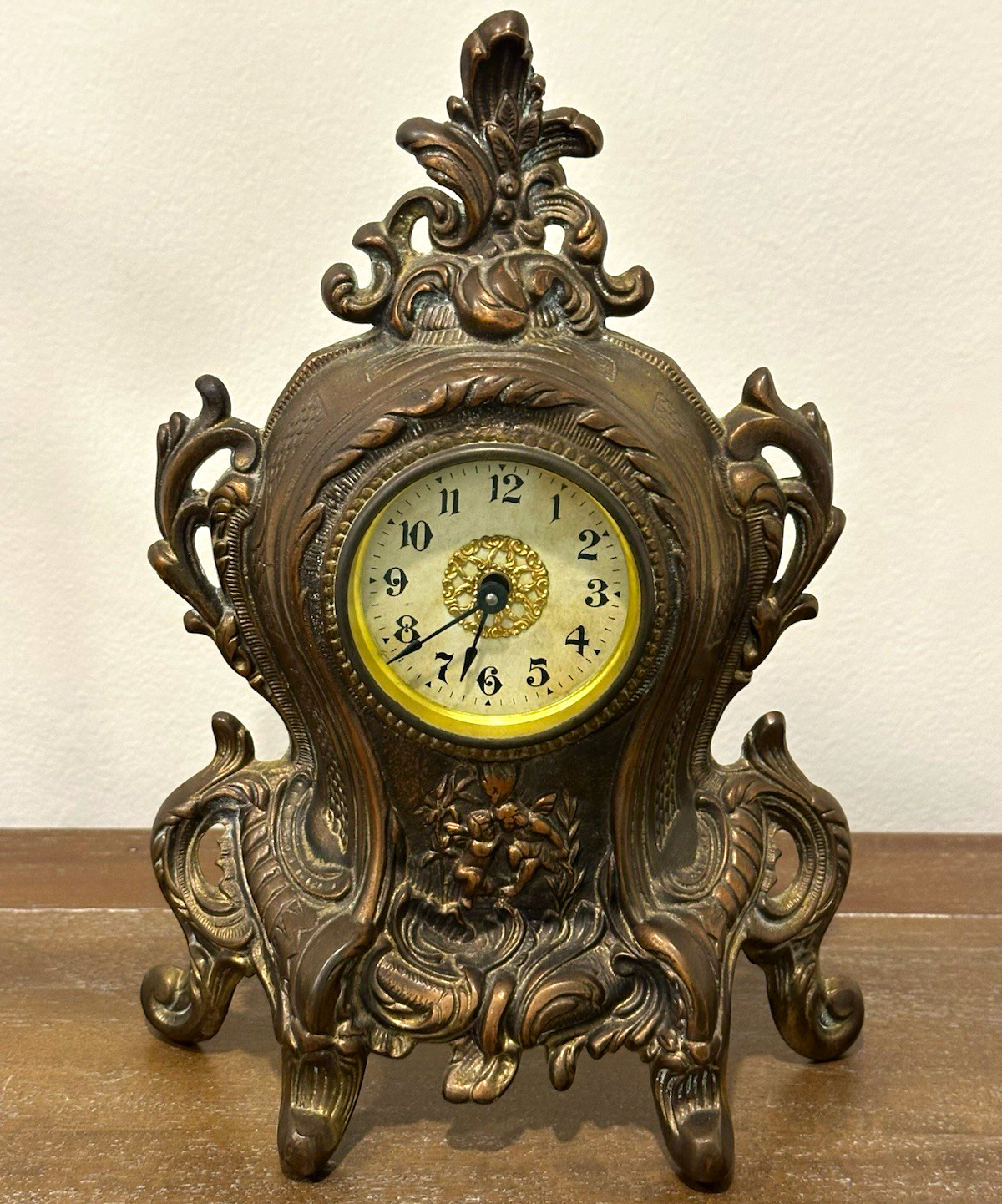 Working Antique Warner 1510 Art Nouveau Cast Iron Mantel Clock - Circa 1902